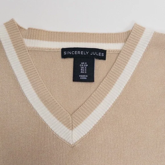 Sincerely‎ Jules Skirt Set Women Small Beige Sweater Vest Two Piece - Picture 7 of 16